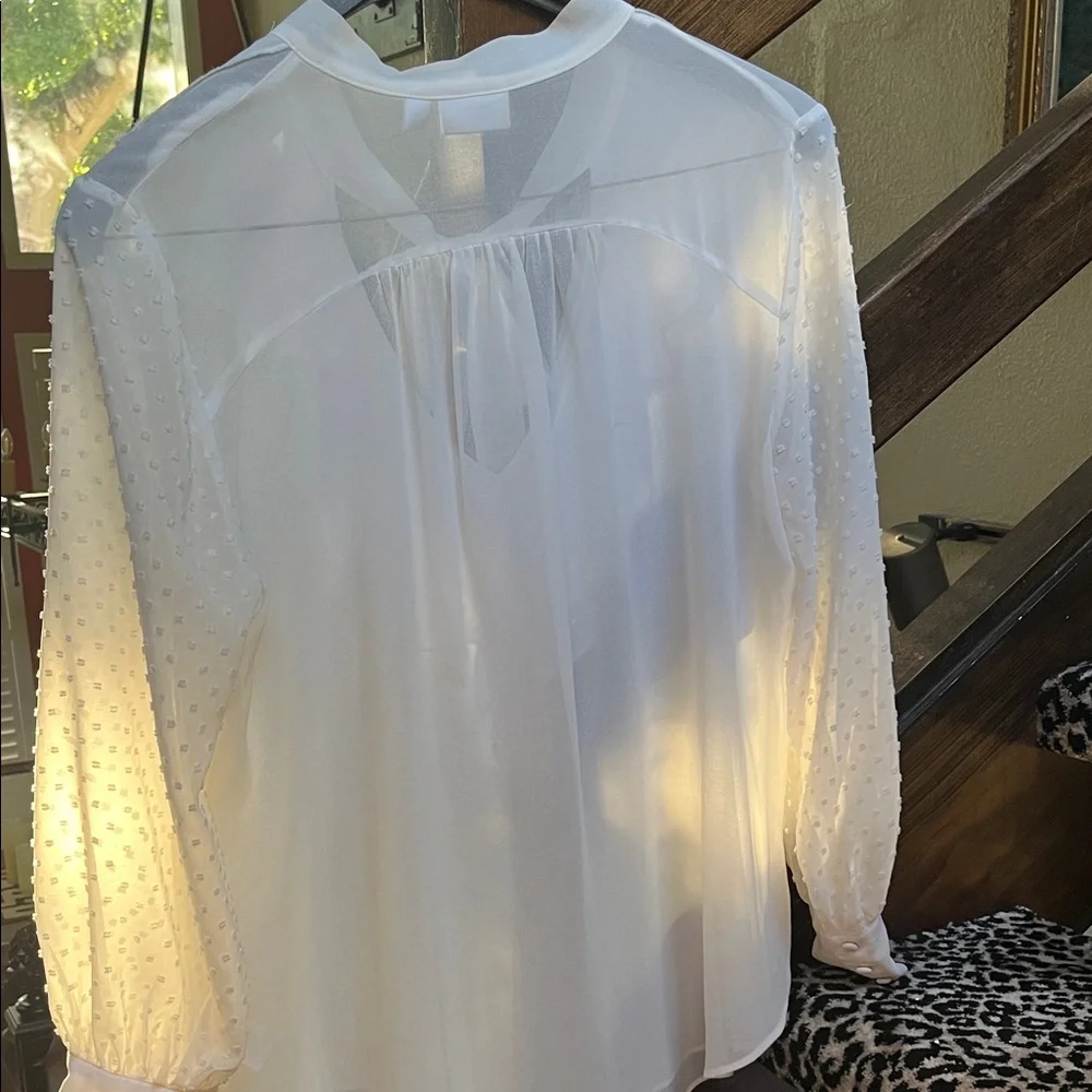Elegant White Ruffled Blouse - Picture 9 of 11